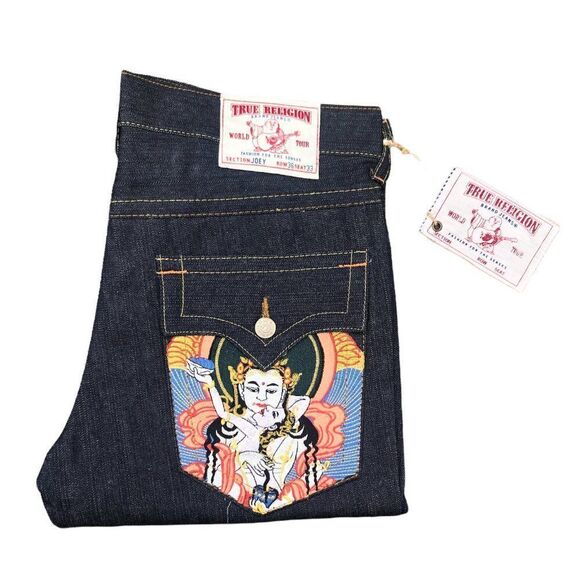 Brand New Vintage True Religion Embroidered Jeans Size 36 JOEY - Picture 1 of 14